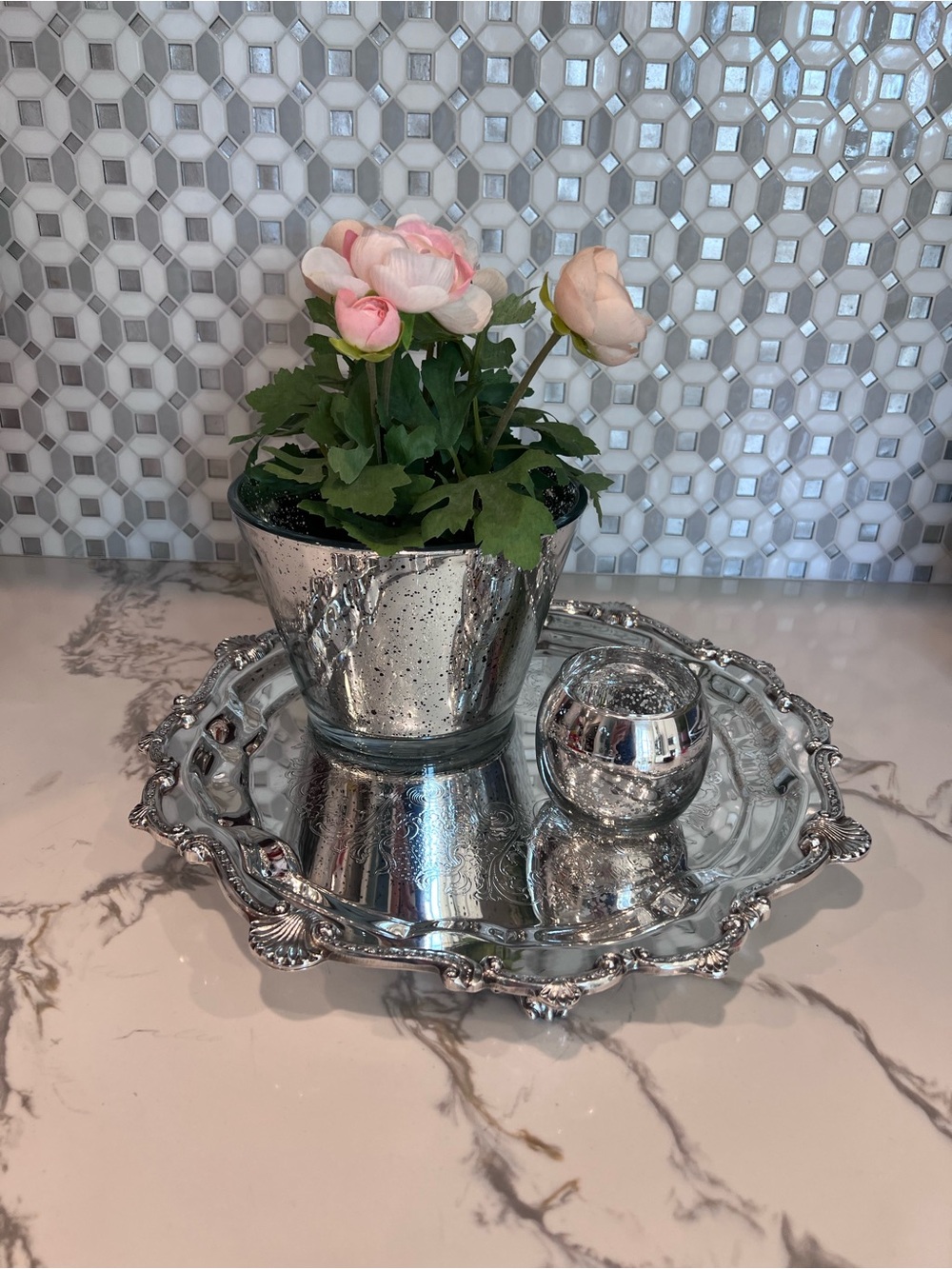 Antique Ornate Silver Plated Footed Tray Large 16" Heavy Solid Stamped Sheridan - Picture 9 of 12